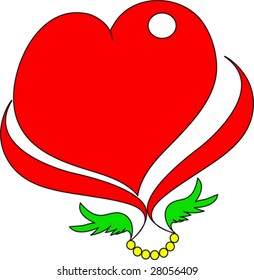 vector heart with green wings
