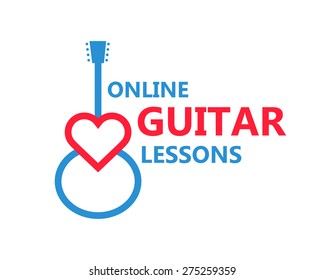 Vector heart guitar logo