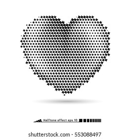 Vector Heart. Halftone pattern effect. No gradient. Sale. Symbol of love. Valentine's day