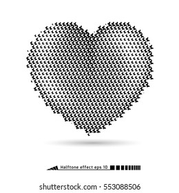 Vector Heart. Halftone pattern effect. No gradient. Sale. Symbol of love. Valentine's day