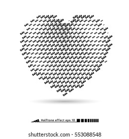 Vector Heart. Halftone pattern effect. No gradient. Sale. Symbol of love. Valentine's day