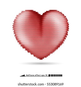 Vector Heart. Halftone pattern effect. No gradient. Stars. Symbol of love. Valentine's day