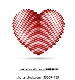 Vector Heart. Halftone pattern effect. No gradient. Symbol of love. Valentine's day
