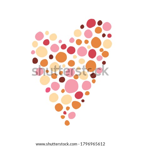 Vector heart hand drawn from color circles. Heart illustration isolated on white background. Perfect design element for decoration.