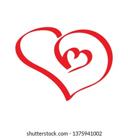 Vector heart. Hand drawn romantic cards. Small heart in big heart