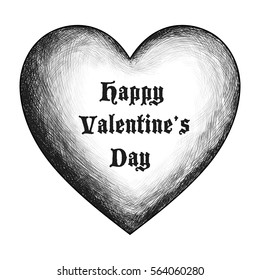 Vector heart hand drawn sketch with decorative type