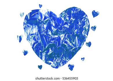 Vector heart hand painted blue background. Isolated on white. Shining brush stroke for you amazing design project
