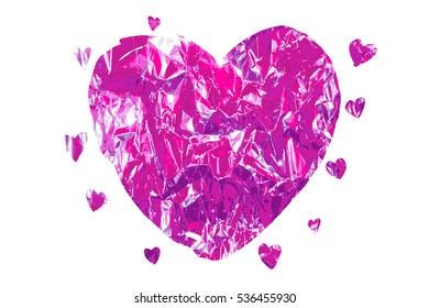 Vector heart hand painted pink background. Isolated on white. Shining brush stroke for you amazing design project