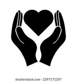 corazón vectorial en el icono de las manos. ilustración vectorial en fondo blanco..eps