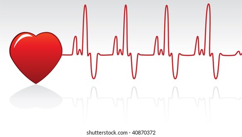 vector heart and heartbeat test rate sign