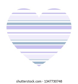 Vector heart with horizontal stripes pattern isolated on white background.