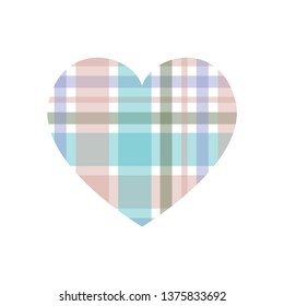 Vector heart with horizontal and vertical crossed stripes pattern isolated on white background.