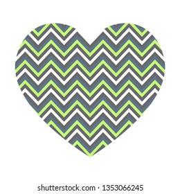 Vector heart with horizontal zigzag stripes pattern isolated on white background.