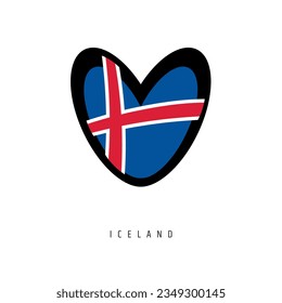 Corazón vectorial con bandera islandesa, aislado