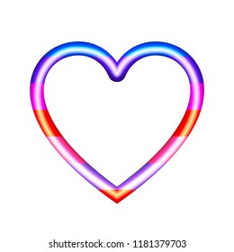 Vector Heart Icon, 3D Colorful Illustration Isolated on White Background, Striped Love Symbol.