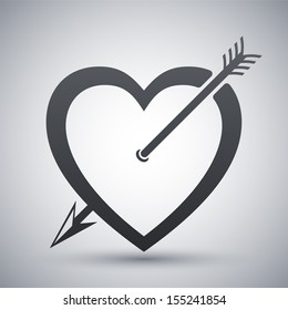 Vector heart icon with arrow