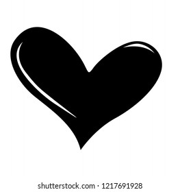 Vector Heart Icon, Black heart on the white background