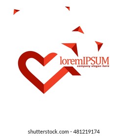 Vector of heart icon. Business icon for the company. Abstract symbol. Logo for charity / health / Voluntary / non profit organization. Isolated on white background. Illustration.