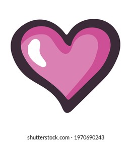 Vector heart icon. Colorful illustration in doodle style. Isolated on a white.