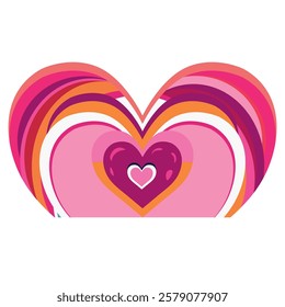 Vector heart icon. Love symbol. Valentine illustration of a heart with rainbow ribbons on a white background heart love card icon vector illustration design graphic flat style gradient pink and orange