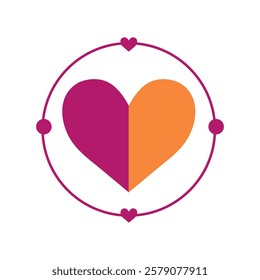 Vector heart icon. Love symbol. Valentine illustration of a heart with rainbow ribbons on a white background heart love card icon vector illustration design graphic flat style gradient pink and orange