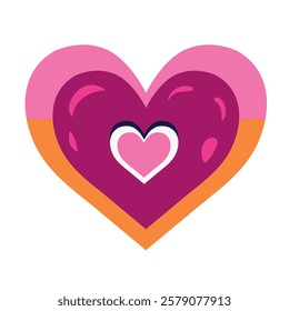 Vector heart icon. Love symbol. Valentine illustration of a heart with rainbow ribbons on a white background heart love card icon vector illustration design graphic flat style gradient pink and orange