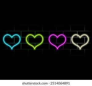 Vector Heart Icon Neon Style.