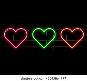 Vector Heart Icon Neon Style.