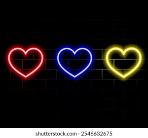 Vector Heart Icon Neon Style.