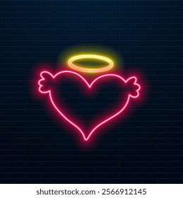 Vector Heart Icon Neon Style.