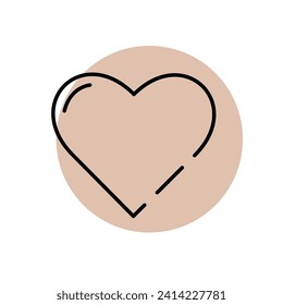 Icono de corazón vector en el fondo de un círculo beige