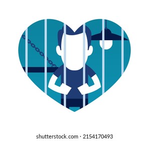 Vector heart icon person in a cell. Isolated on white background.