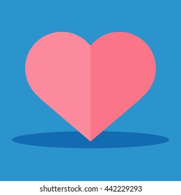 Vector Heart Icon. Pink symbol on blue background
