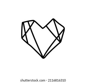 Vector Heart icon in Polygon style. Geometric monoline love Logo. Illustration Design for greeting card, business card and wedding or valentines day.