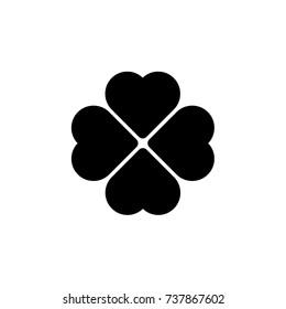 Vector heart icon. Poppy icon. Four Hearts. Heart flower. Clover.