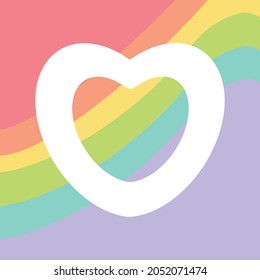Vector. Heart icon rainbow background. LGBT flag. Diversity. Colorful. Love.