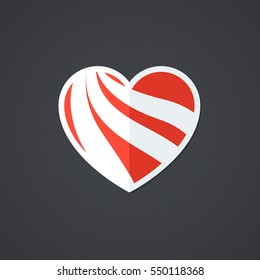 Vector Heart Icon. Single Object. Health Monoicon. Symbol for Interface. Ornamental Holiday Card.