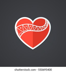 Vector Heart Icon. Single Object. Health Monoicon. Symbol for Interface. Ornamental Holiday Card.