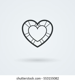 Vector Heart Icon. Single Object. Health Monoicon. Symbol for Interface. Ornamental Holiday Card.