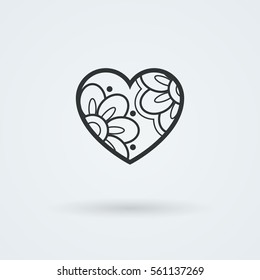 Vector Heart Icon. Single Object. Health Monoicon. Symbol for Interface. Ornamental Holiday Card.