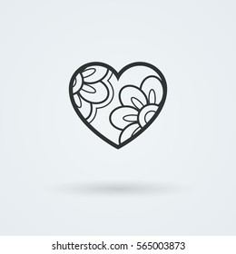 Vector Heart Icon. Single Object. Health Monoicon. Symbol for Interface. Ornamental Holiday Card.