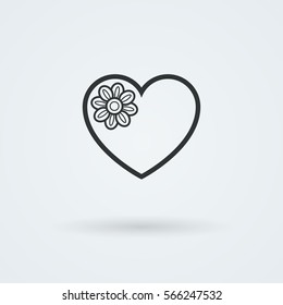 Vector Heart Icon. Single Object. Health Monoicon. Symbol for Interface. Ornamental Holiday Card.