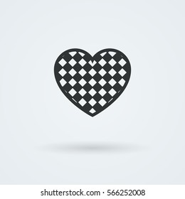 Vector Heart Icon. Single Object. Health Monoicon. Symbol for Interface. Ornamental Holiday Card.