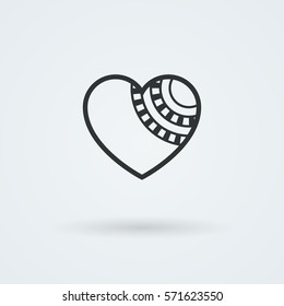 Vector Heart Icon. Single Object. Health Monoicon. Symbol for Interface. Ornamental Holiday Card.