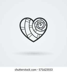 Vector Heart Icon. Single Object. Health Monoicon. Symbol for Interface. Ornamental Holiday Card.