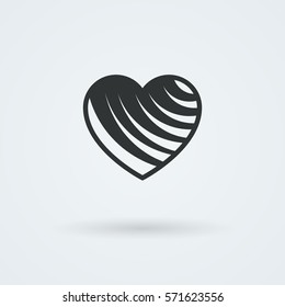 Vector Heart Icon. Single Object. Health Monoicon. Symbol for Interface. Ornamental Holiday Card.