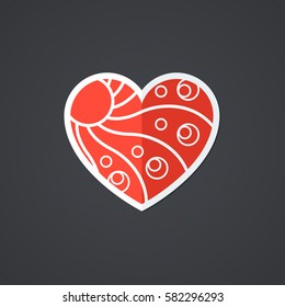 Vector Heart Icon. Single Object. Health Monoicon. Symbol for Interface. Ornamental Holiday Card.