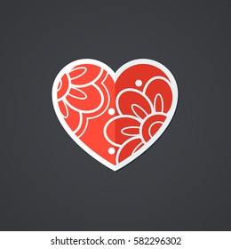 Vector Heart Icon. Single Object. Health Monoicon. Symbol for Interface. Ornamental Holiday Card.