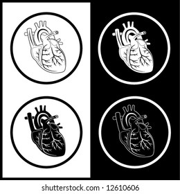 Iconos del corazón del vector. Blanco y negro. Simplemente cambia.