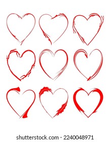 Vektorgrafik-Herzsymbole handgezeichnet Kunstdesign am Valentinstag